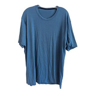 Lululemon T Shirt Men's XL Crew Neck Blue Gym Casual Stretch Yoga‎ Blue
